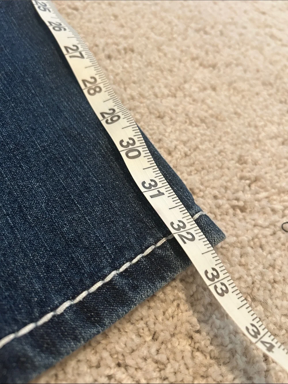 True Religion Dark Blue Bootcut Jeans with White Contrast Stitching